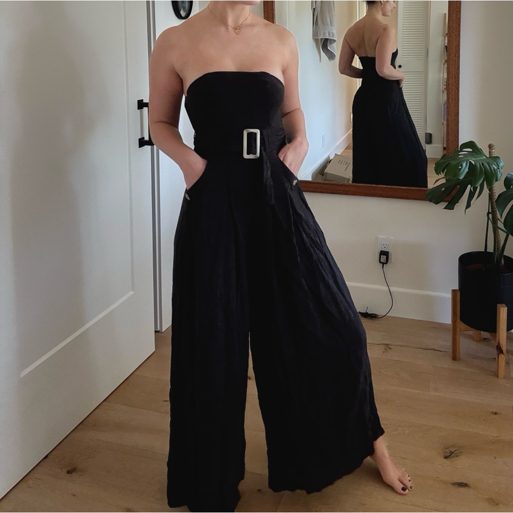 Free People Black Strapless Jumpsuit